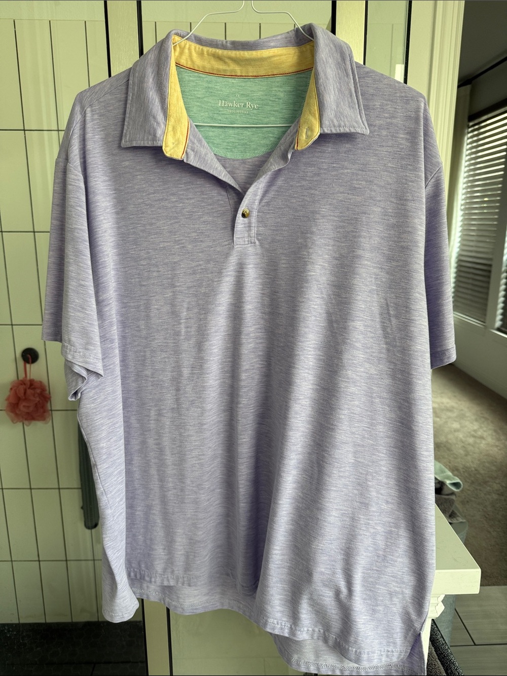 Men's Lavender Polo with Contrast Yellow Collar - Hawker Rye